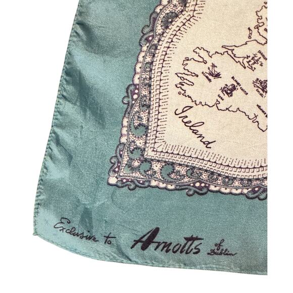 Vintage 1958–62 Arnotts Dublin Silk Scarf Irish Landmarks Map & Paisley Border - Picture 2 of 8